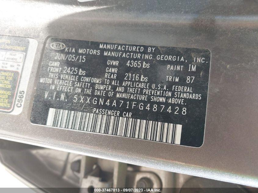 2015 KIA OPTIMA EX - 5XXGN4A71FG487428