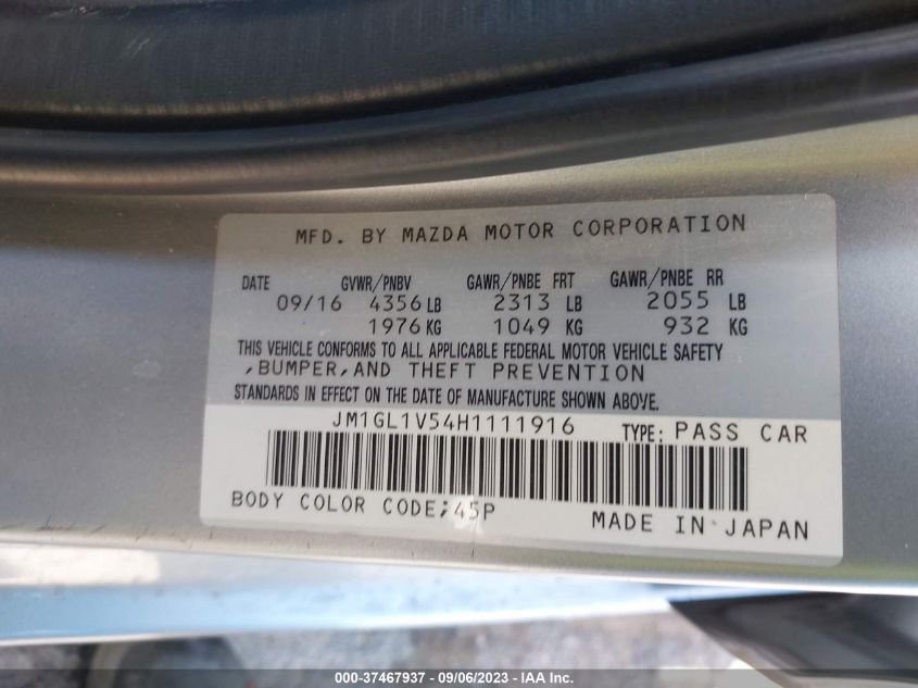2017 MAZDA MAZDA6 TOURING - JM1GL1V54H1111916