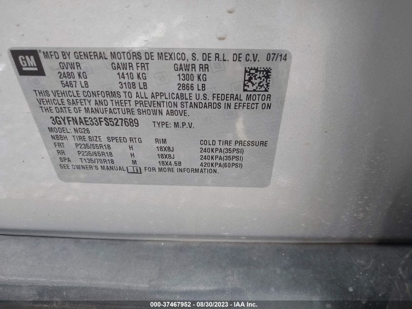 2015 CADILLAC SRX BASE - 3GYFNAE33FS527689