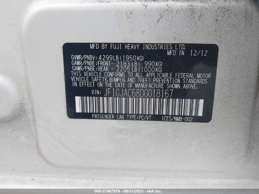 2013 SUBARU IMPREZA SEDAN PREMIUM - JF1GJAC68DG018167