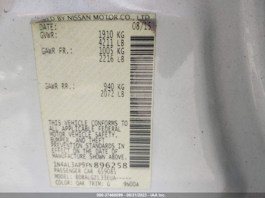 2015 NISSAN ALTIMA 2.5 - 1N4AL3AP9FN896258