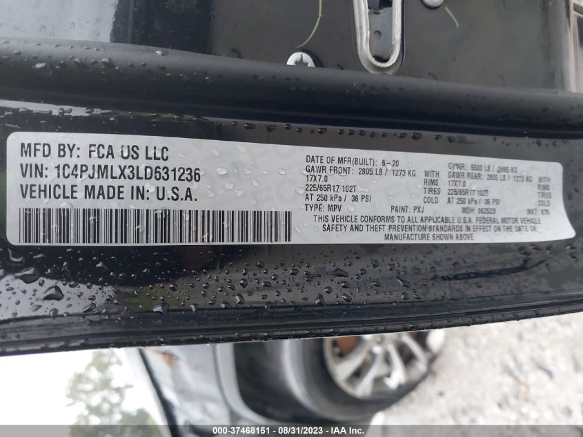 2020 JEEP CHEROKEE LATITUDE PLUS - 1C4PJMLX3LD631236