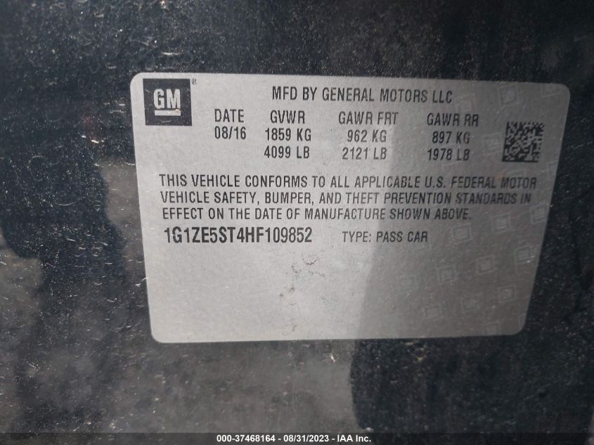 2017 CHEVROLET MALIBU LT - 1G1ZE5ST4HF109852