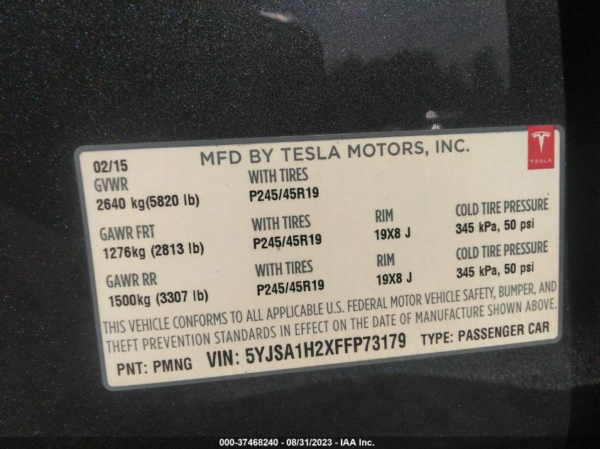 2015 TESLA MODEL S 85D/P85D/70D/90D/P90D - 5YJSA1H2XFFP73179