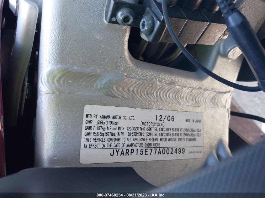 2007 YAMAHA FJR1300 - JYARP15E77A002499