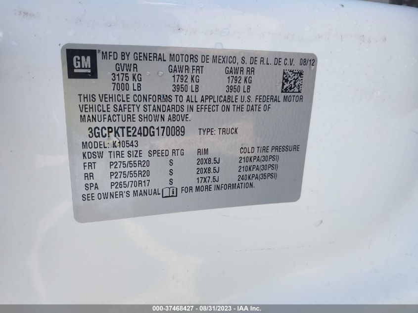 2013 CHEVROLET SILVERADO 1500 LTZ - 3GCPKTE24DG170089