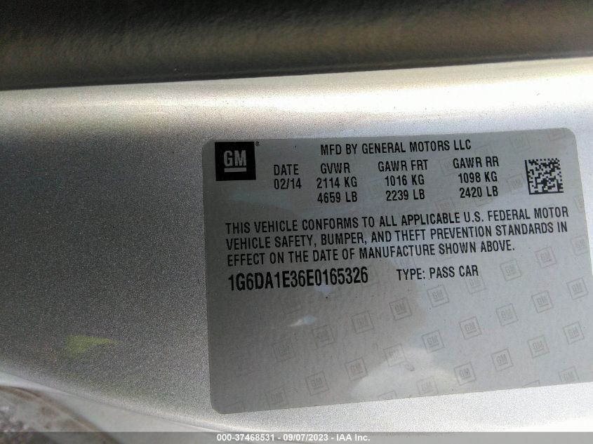 2014 CADILLAC CTS COUPE 1G6DA1E36E0165326