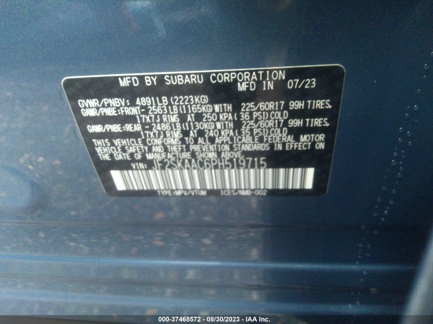 2023 SUBARU FORESTER - JF2SKAAC6PH519715