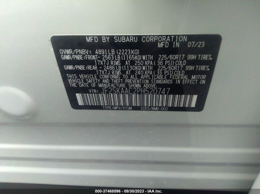 2023 SUBARU FORESTER - JF2SKAAC2PH520747