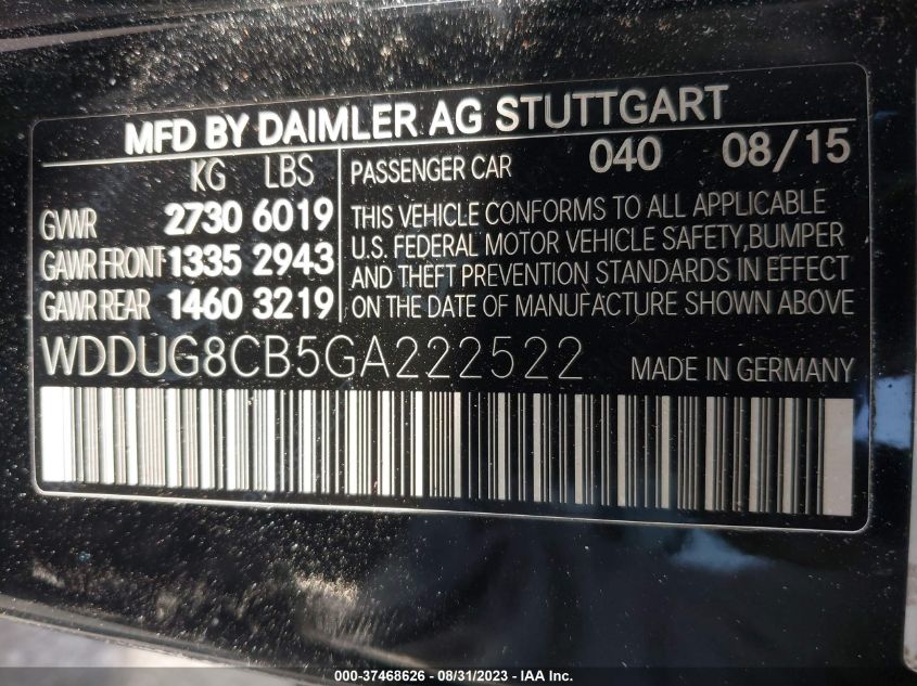 2016 MERCEDES-BENZ S 550 WDDUG8CB5GA222522