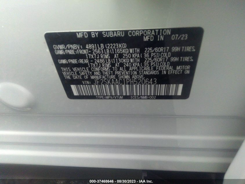 2023 SUBARU FORESTER - JF2SKAAC1PH520643