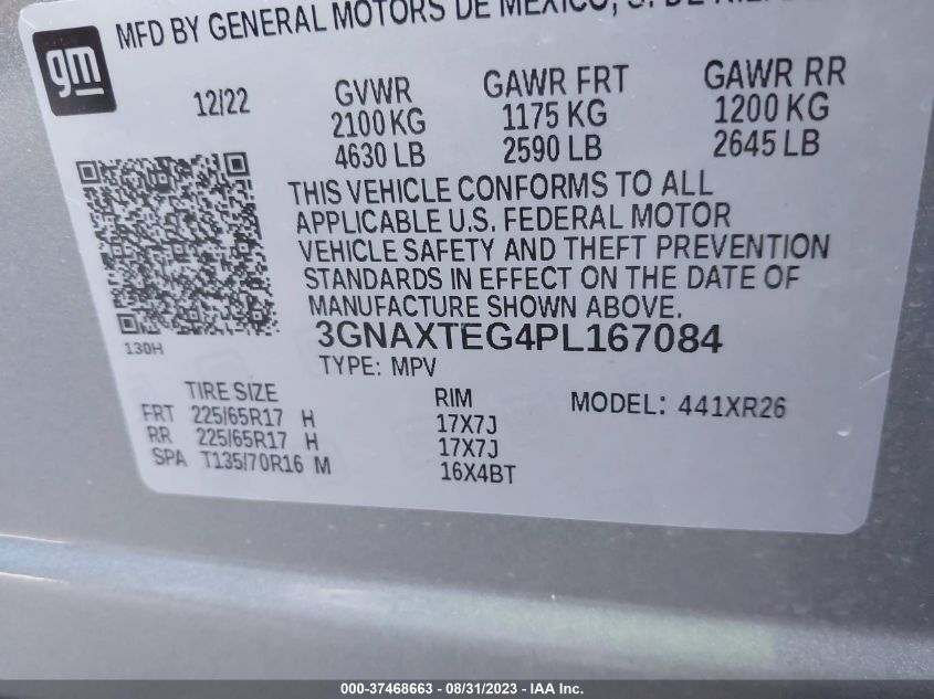2023 CHEVROLET EQUINOX LT - 3GNAXTEG4PL167084