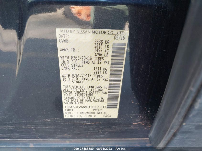2016 NISSAN FRONTIER SV - 1N6AD0EV6GN901770