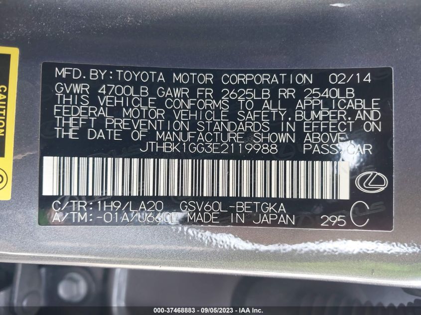 2014 LEXUS ES 350 - JTHBK1GG3E2119988