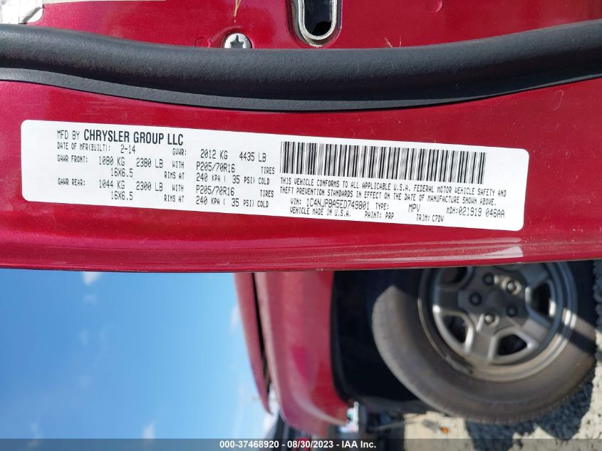 2014 JEEP PATRIOT SPORT - 1C4NJPBA5ED749801