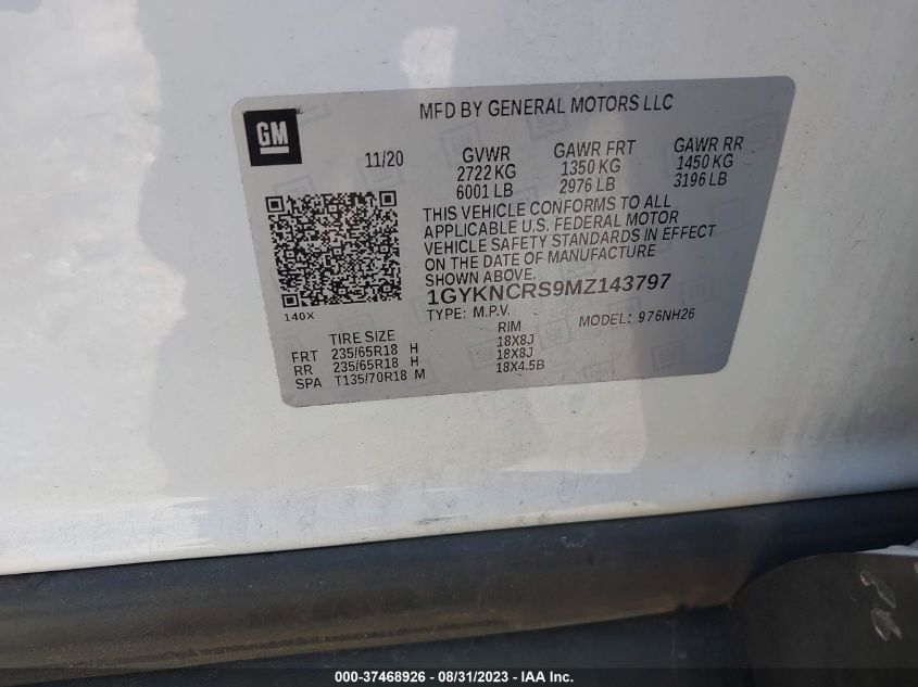 2021 CADILLAC XT5 FWD PREMIUM LUXURY - 1GYKNCRS9MZ143797