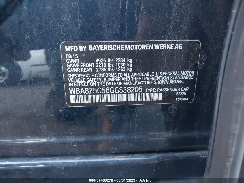 2016 BMW 3 SERIES GRAN TURISMO 328I XDRIVE - WBA8Z5C56GGS38205