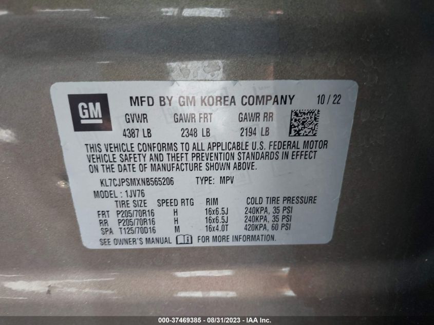 2022 CHEVROLET TRAX 1LT - KL7CJPSMXNB565206