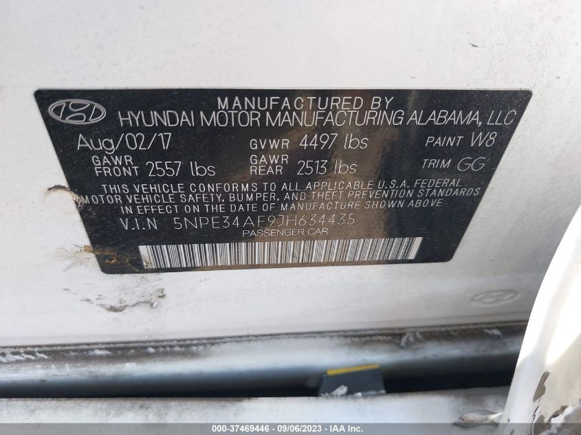 2018 HYUNDAI SONATA SEL - 5NPE34AF9JH634435