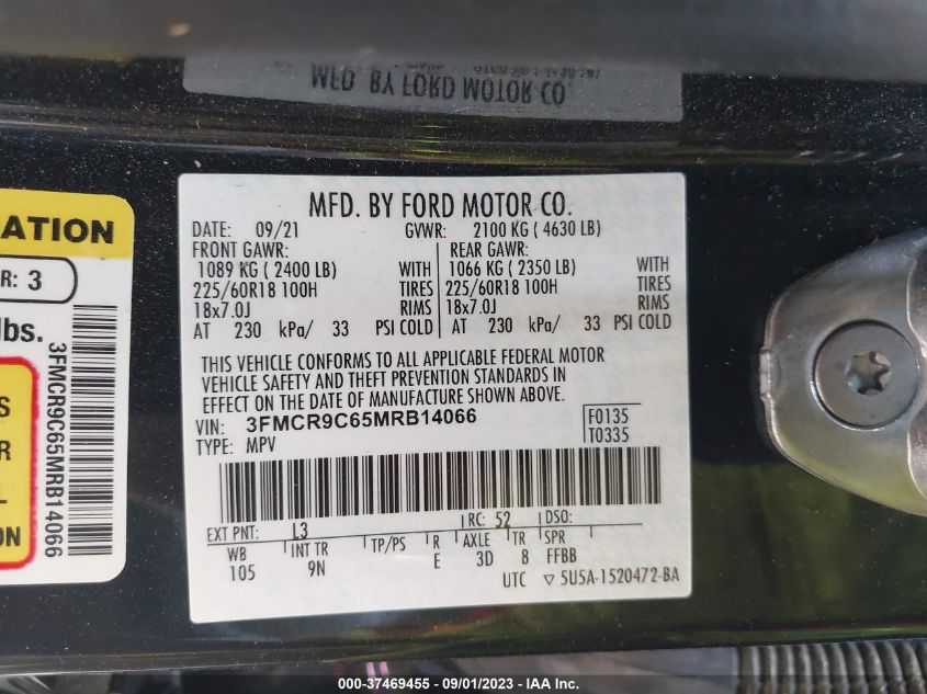 2021 FORD BRONCO SPORT OUTER BANKS - 3FMCR9C65MRB14066