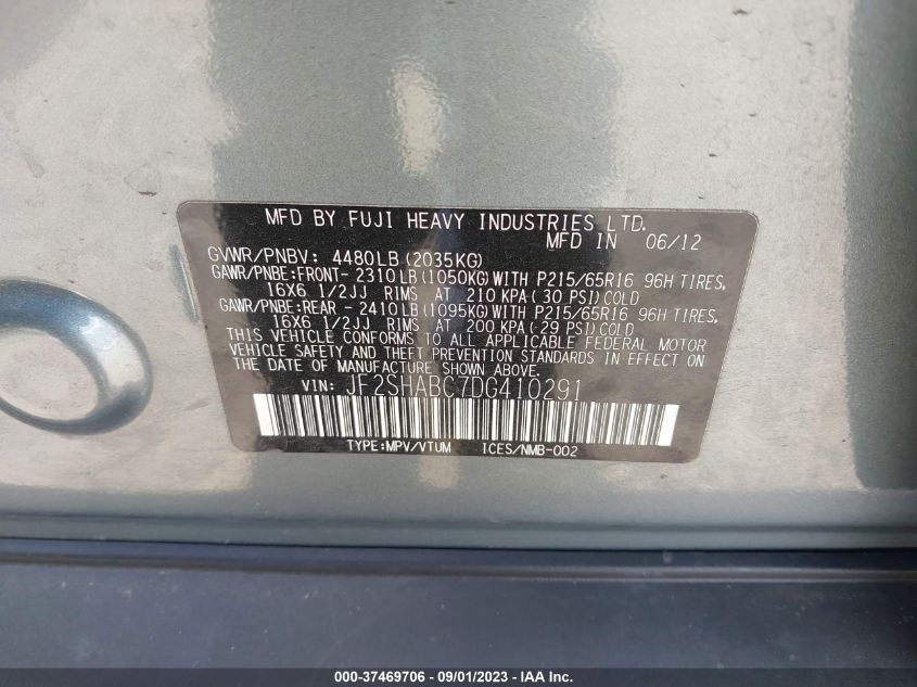 2013 SUBARU FORESTER 2.5X - JF2SHABC7DG410291