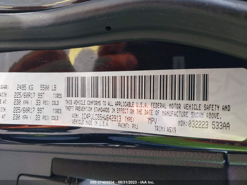 VIN 1C4PJLCS5HW642913 2017 JEEP CHEROKEE LATITUDE