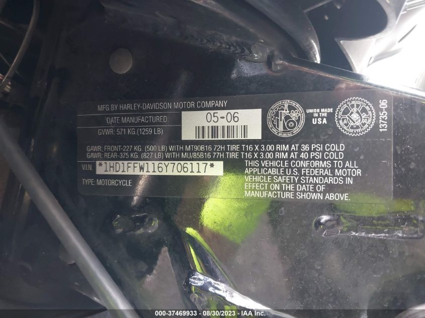 2006 HARLEY-DAVIDSON FLHTCI 1HD1FFW116Y706117