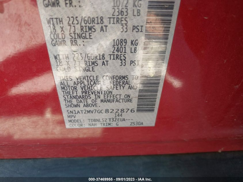2016 NISSAN ROGUE SL - 5N1AT2MV7GC822876