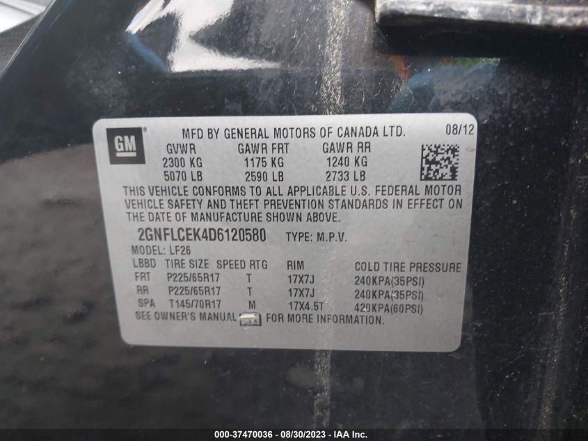 2013 CHEVROLET EQUINOX LS - 2GNFLCEK4D6120580
