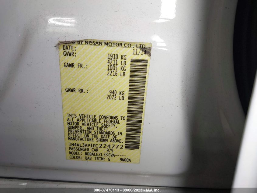 2015 NISSAN ALTIMA 2.5 S - 1N4AL3AP1FC224772