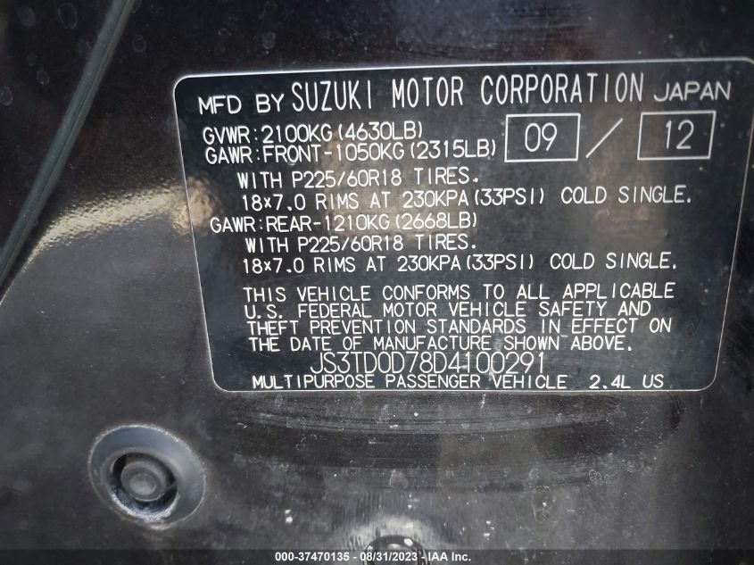 2013 SUZUKI GRAND VITARA LIMITED - JS3TD0D78D4100291