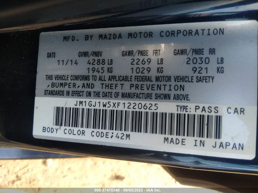 2015 MAZDA MAZDA6 I GRAND TOURING - JM1GJ1W5XF1220625