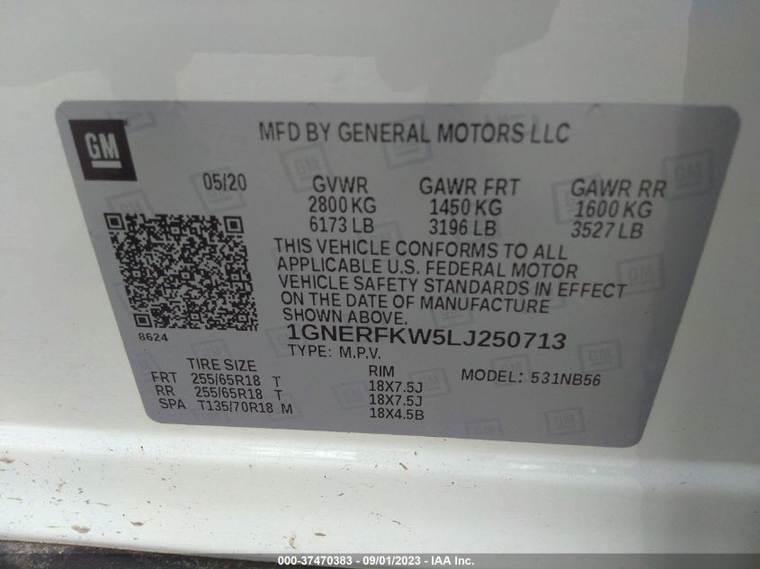 1GNERFKW5LJ250713 Chevrolet Traverse LS 9