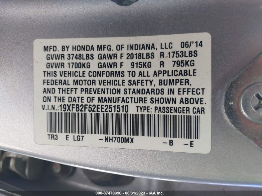 2014 HONDA CIVIC SEDAN LX - 19XFB2F52EE251510