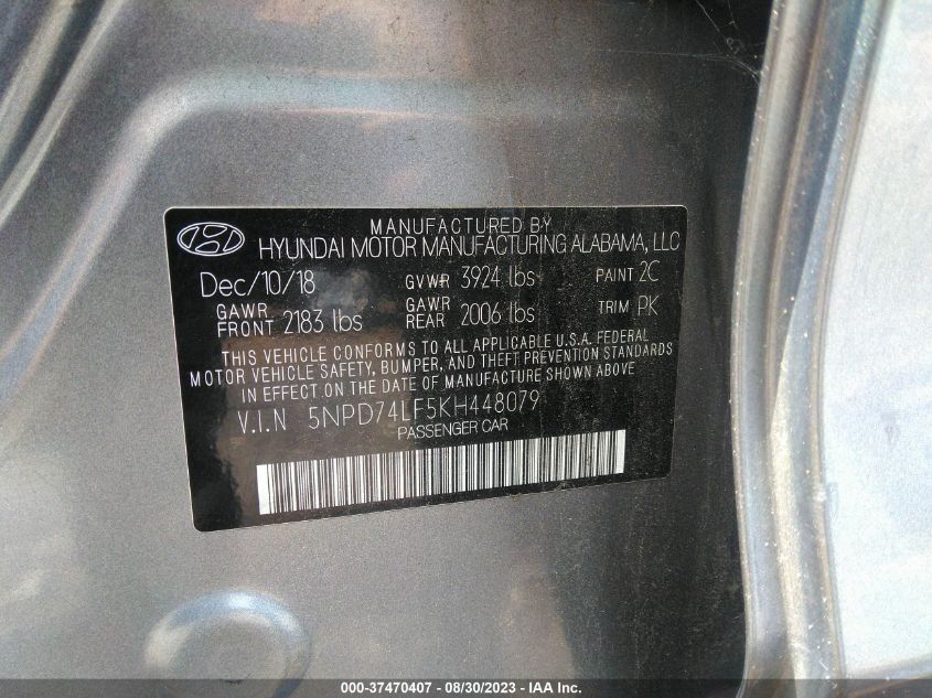 5NPD74LF5KH448079 Hyundai Elantra SE 9