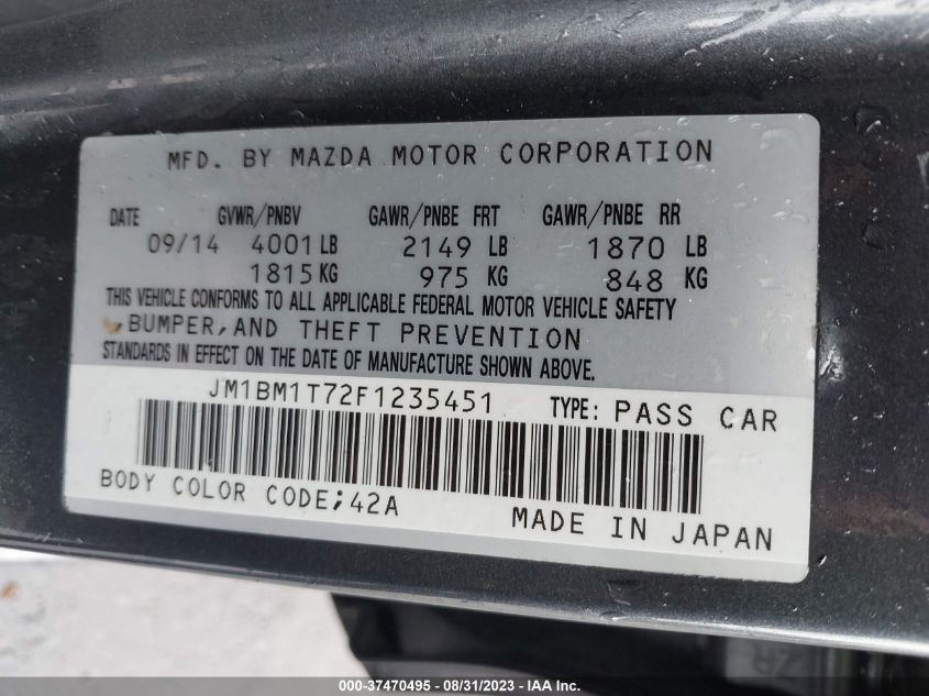 2015 MAZDA MAZDA3 I SV - JM1BM1T72F1235451