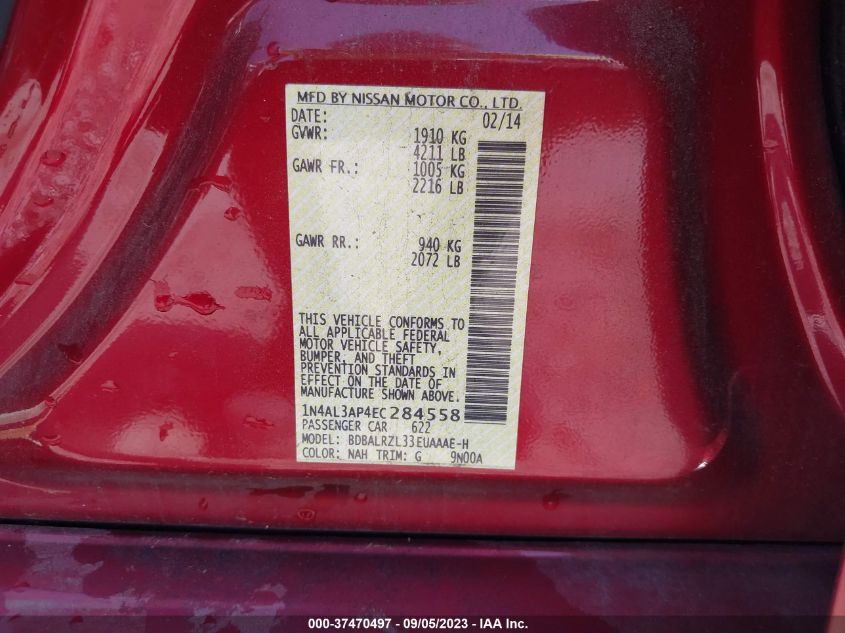 2014 NISSAN ALTIMA 2.5 S - 1N4AL3AP4EC284558