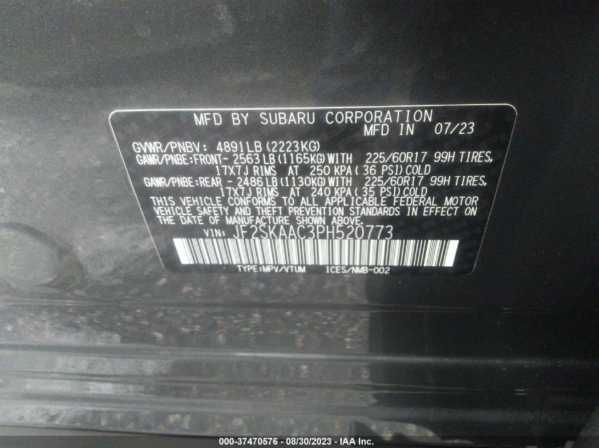 2023 SUBARU FORESTER - JF2SKAAC3PH520773