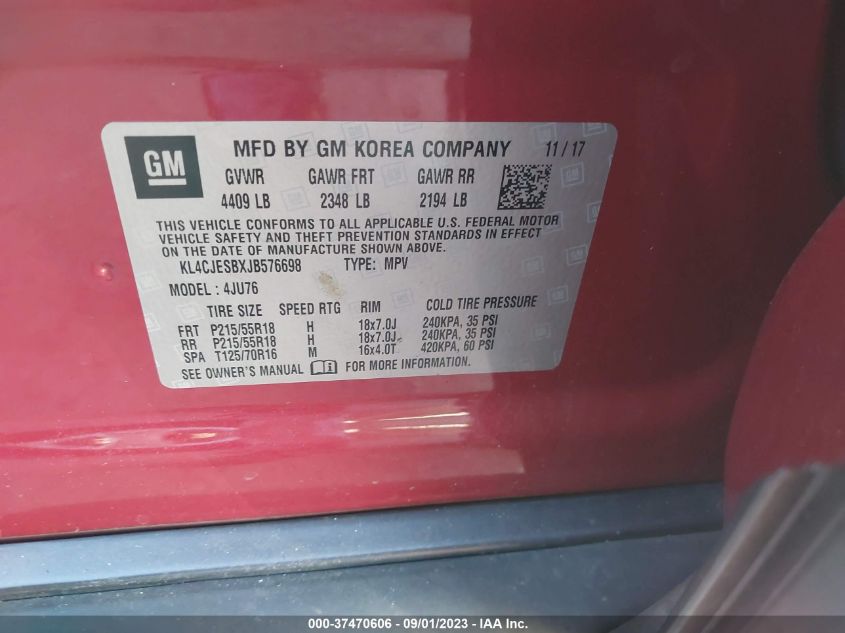 2018 BUICK ENCORE PREFERRED - KL4CJESBXJB576698