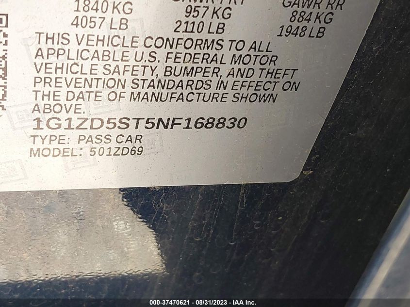2022 CHEVROLET MALIBU LT - 1G1ZD5ST5NF168830