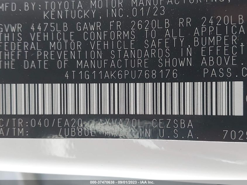 2023 TOYOTA CAMRY SE/SE NIGHTSHADE - 4T1G11AK6PU768176