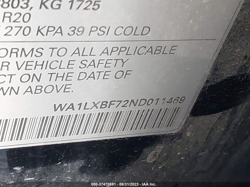 2022 AUDI Q7 PREMIUM PLUS - WA1LXBF72ND011469