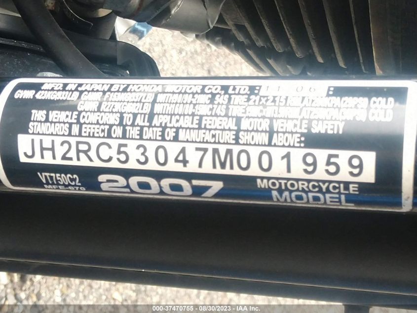 2007 HONDA VT750 C2 - JH2RC53047M001959