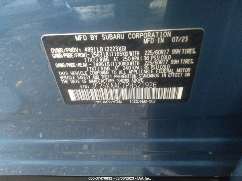2023 SUBARU FORESTER - JF2SKAAC7PH521926