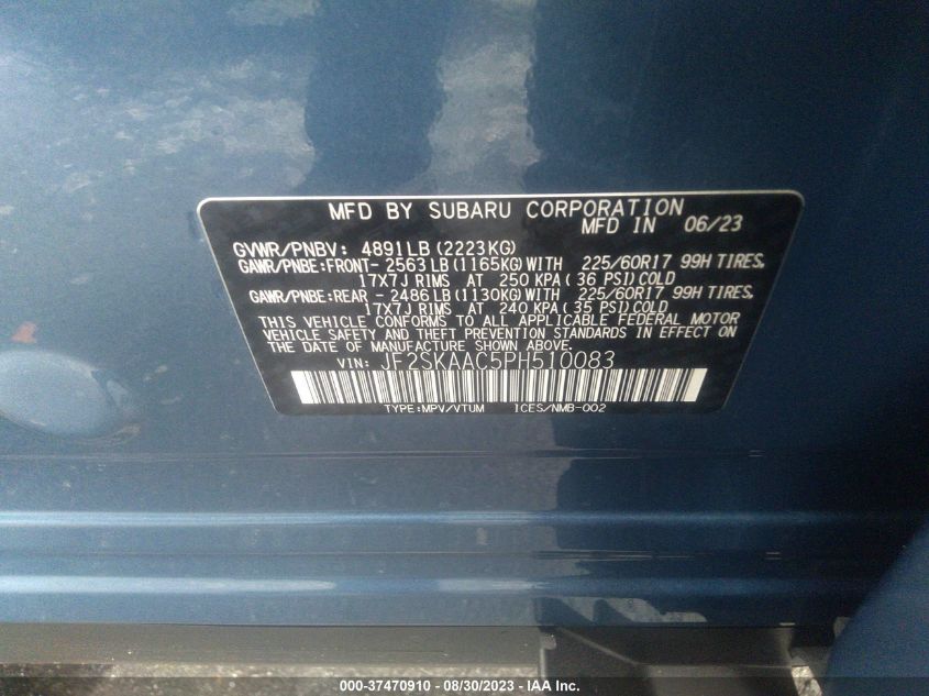 2023 SUBARU FORESTER - JF2SKAAC5PH510083