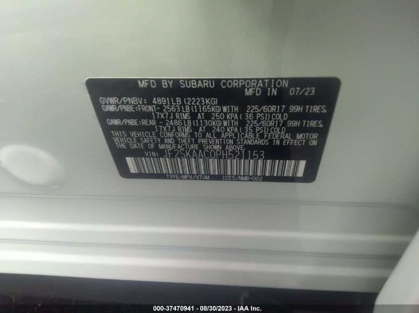 2023 SUBARU FORESTER - JF2SKAAC0PH521153