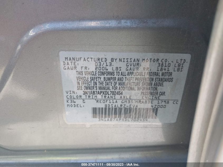 2013 NISSAN SENTRA SR - 3N1AB7APXDL702454