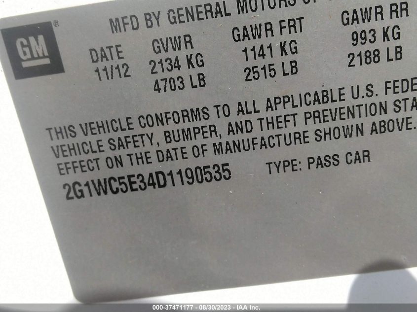 2013 CHEVROLET IMPALA LTZ - 2G1WC5E34D1190535