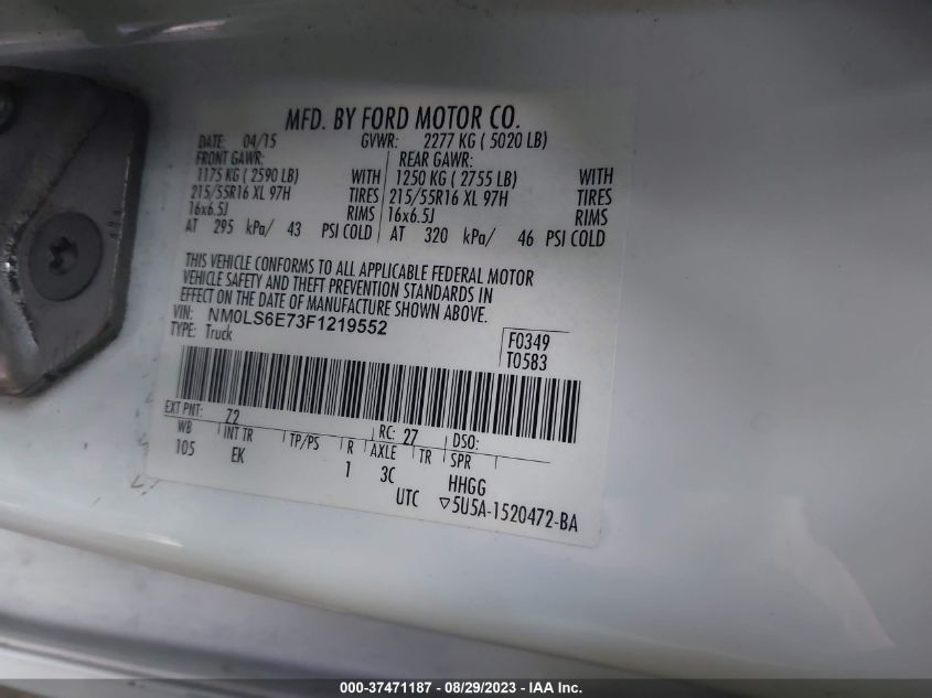 2015 FORD TRANSIT CONNECT XL - NM0LS6E73F1219552