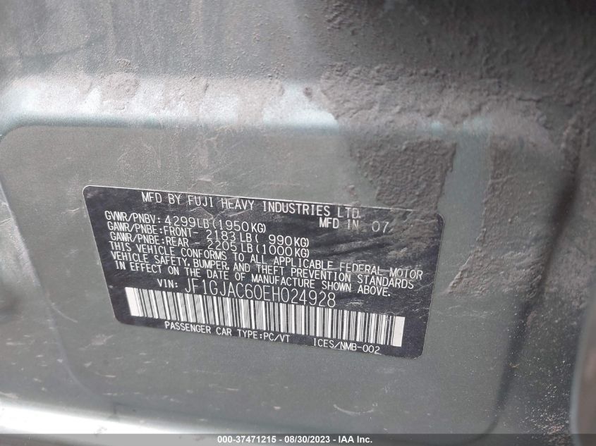 2014 SUBARU IMPREZA SEDAN PREMIUM - JF1GJAC60EH024928